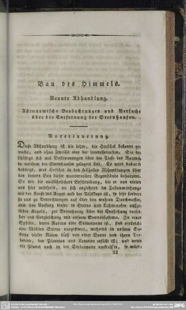 Neunte Abhandlung. Astronomische Beobachtungen und Versuche über die Entfernung der Sternhaufen