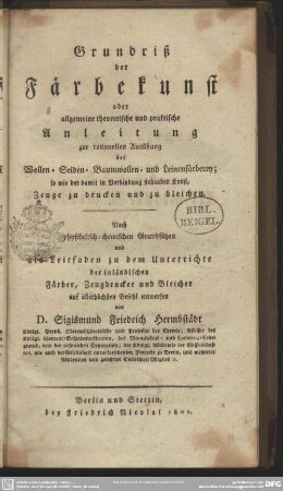 Grundriß der Färbekunst