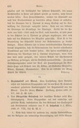 630-632 [Rezension] Walter, Franz, Socialpolitik und Moral