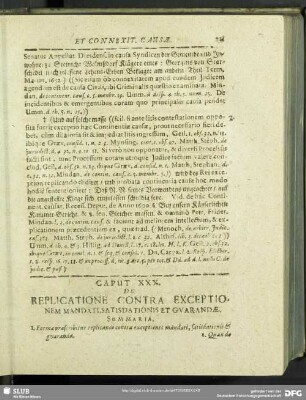 Caput XXX. De Replicatione Cotra Exceptionem Mandati, Satisdationis Et Guarandae