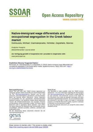Native-immigrant wage differentials and occupational segregation in the Greek labour market