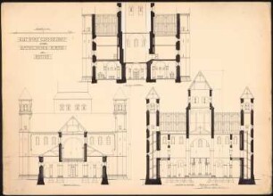 Sankt Antonius Basilika, Rheine: Schnitte 1:100 (1. Vorentwurf)
