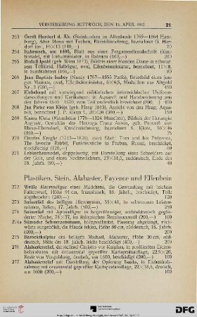 Plastiken, Stein, Alabaster, Fayence und Elfenbein (Nr. 272-280)