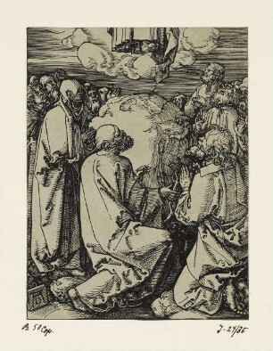 Himmelfahrt, aus: Carl August Deis, "Albrecht Dürers Kleine Passion getreu in Holz nachgeschnitten", Eichstätt 1868