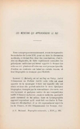 Les médecins qui approchèrent le roi
