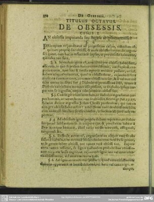 Titulus Octavus. De Obsessis