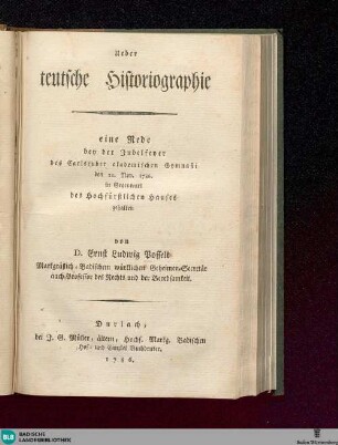 Ueber teutsche Historiographie