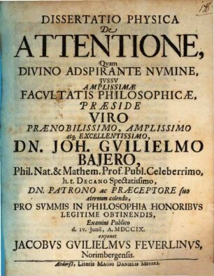Dissertatio Physica De Attentione