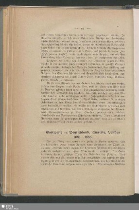 Gastspiele in Deutschland , Amerika, London 1881–1886