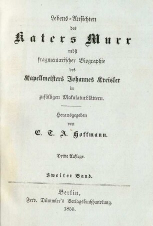 Bd. 2: Lebens-Ansichten des Katers Murr