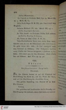 VIII: Thiere