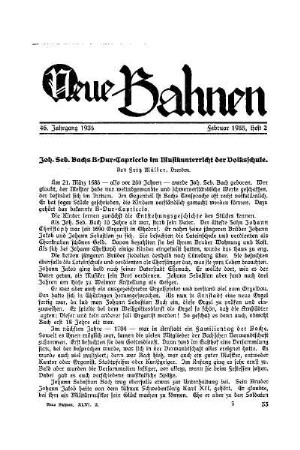 Joh. Seb. Bachs B=Dur=Capriccio im Musikunterricht der Volksschule