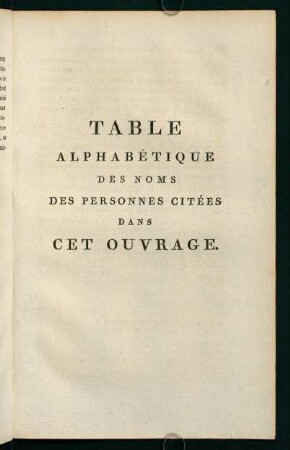 Avis sur cette Table.