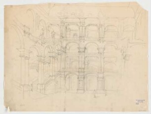 Thiersch, Friedrich von; München; Justizpalast - Zentralhalle (Perspektive)