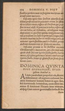 Dominica Quinta Post Epiphaniam ...