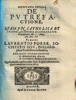 Disputatio Physica De Putrefactione