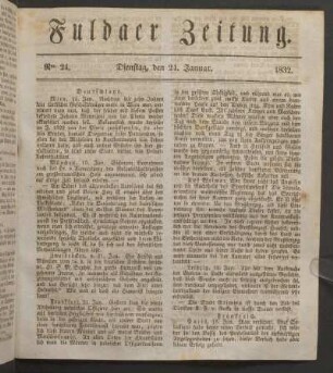 Dienstag, den 24. Januar. 1832