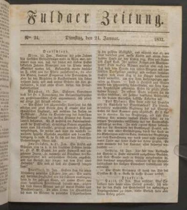 Dienstag, den 24. Januar. 1832