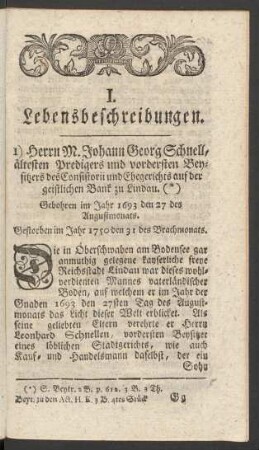 I. Lebensbeschreibungen