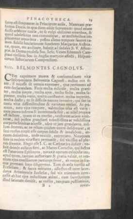 VIII. Belmontes Cagnolus.