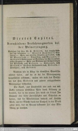 Viertes Capitel. Verschiedene Verfahrungsarten bei der Weinerzeugung