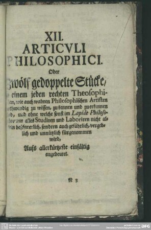 XII. Articuli Philosophici