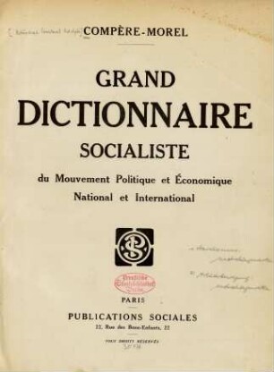 Grand dictionnaire socialiste du mouvement politique et économique national et international