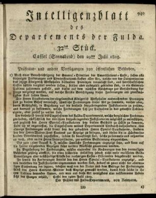 32tes Stueck, (Sonnabend) den 29ten Julii 1809