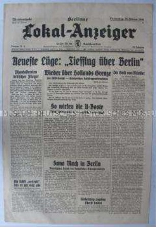 Tageszeitung "Berliner Lokal-Anzeiger" u.a. über englische Kriegspropaganda