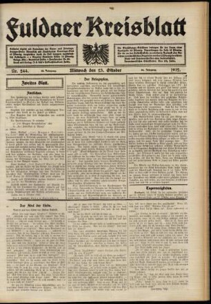 Zweite Ausgabe vom Mittwoch, den 23. Oktober 1912.
