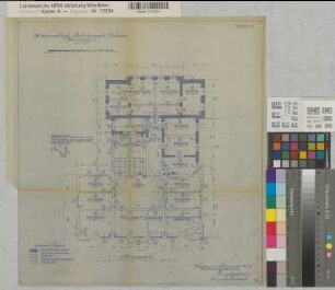 Münster (Münster) Wiederaufbau des Behördenhauses am Domplatz Nr. 3 Grundriß 1. Obergeschoß 1948 1 : 100 45 x 42 Pause Staatsneubauleitung Münster Regierung Münster Nr. 33943
