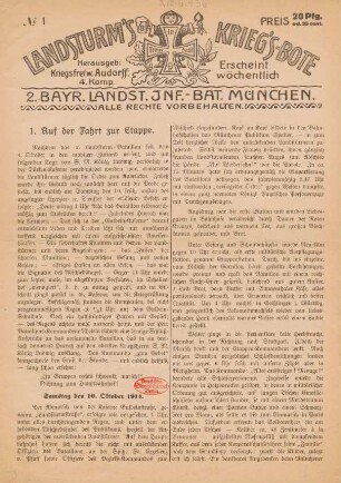 1.1914: Landsturm's Kriegs-Bote
