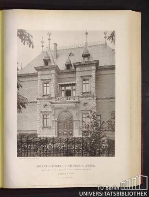 Serie II. No. 48. Villa in der Kapellen-Straße (v. Langenbeck). Eingangsfront. Wiesbaden.