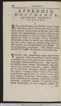 Appendix. Documenta Quaedam Inedita Sistens