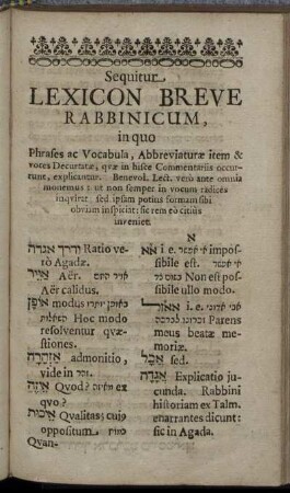 Sequitur. Lexicon Breve Rabbinicum [...]