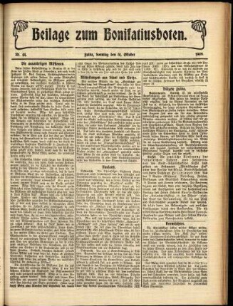 Zweite Ausgabe vom Sonntag, den 31. Oktober 1909.