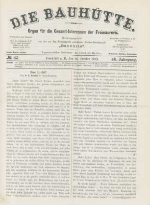 No. 43. Frankfurt a. M., den 24. Oktober 1903. 46. Jahrgang.