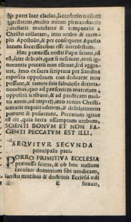 Sequitur Secunda principalis pars.