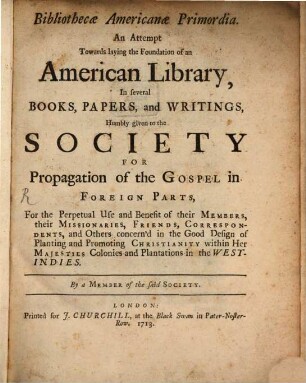 Primordia Bibliothecae Americanae