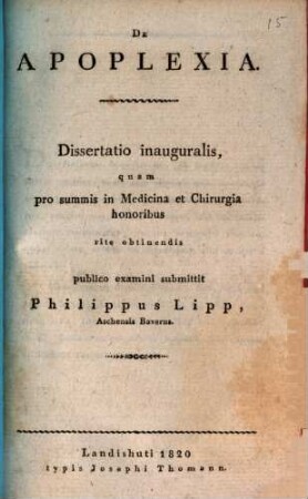 De apoplexia : Diss. inaug.