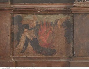 Antonius Abbas-Triptychon, Predella: Der heilige Antonius Abbas löscht ein Feuer