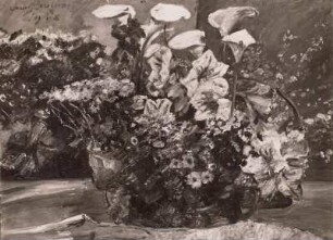 Blumenkorb mit Amaryllis und Kalla