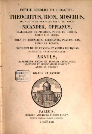 Poetae bucolici et didactici : graece et latine