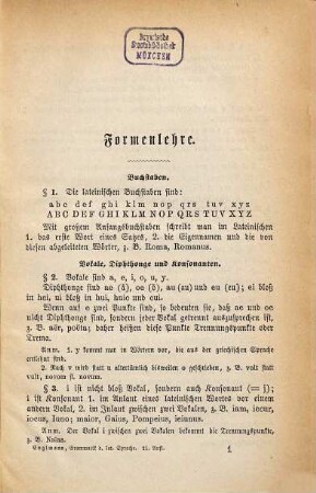 Grammatik der lateinischen Sprache für Schulen