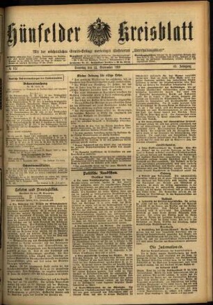 Ausgabe vom Samstag, den 13. September 1919.
