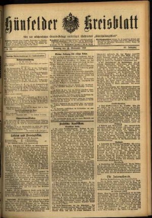 Ausgabe vom Samstag, den 13. September 1919.