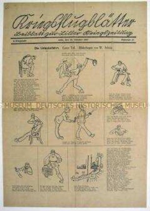 Illustrierte Beilage der "Liller Kriegszeitung" mit Karikaturen zum Kriegsgeschehen