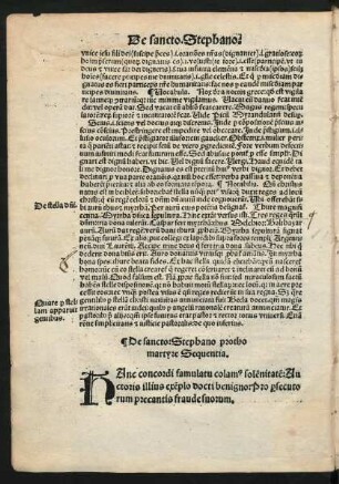 De sancto: Stephano prothomartyre Sequentia.