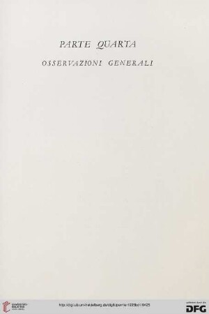 Parte quarta: Osservazioni generali