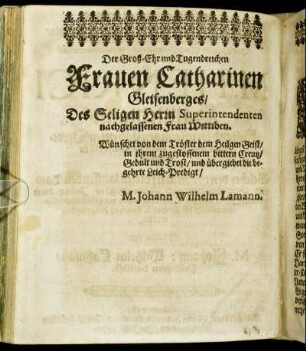 Der Groß-Ehr/ Tugendreichen Frauen Catharinen Gleisenberges/ [...]